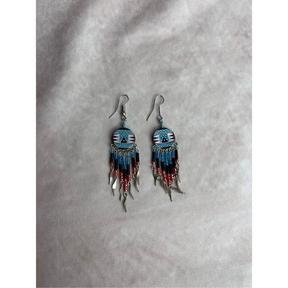 Vintage Turquoise and Silver Tone Earrings Native American